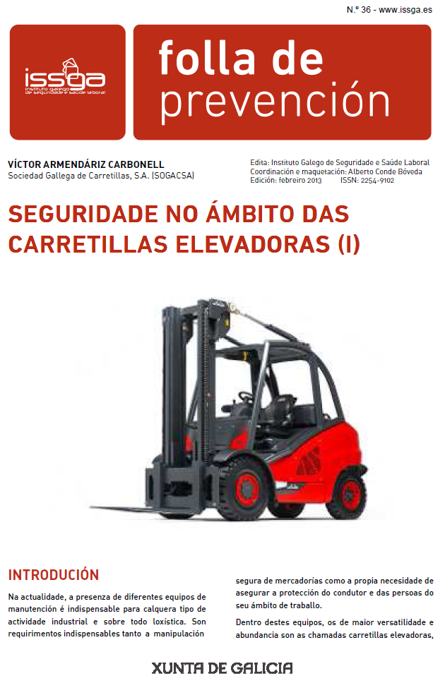 Folla de prevención nº 36 - Seguridade no ámbito das carretillas elevadoras (I)