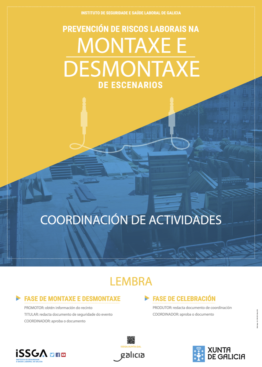Prevención de riscos laborais na montaxe e desmontaxe de escenarios_Coordinación de actividades_cartel