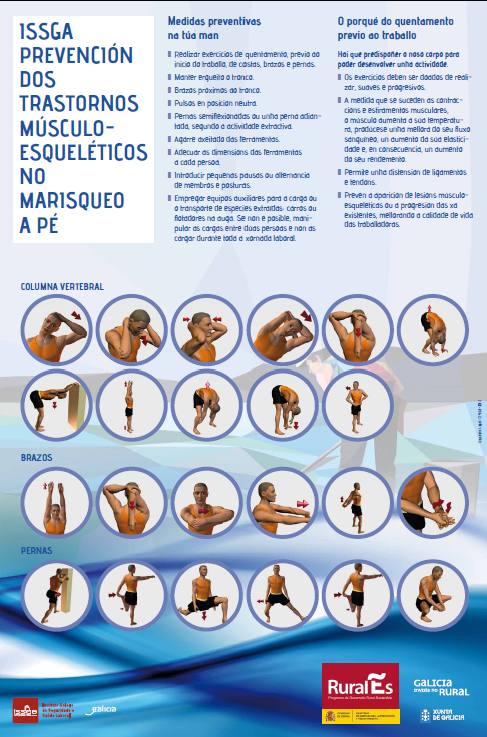 Cartel: Prevención dos trastornos músculo-esqueléticos no marisqueo a pé