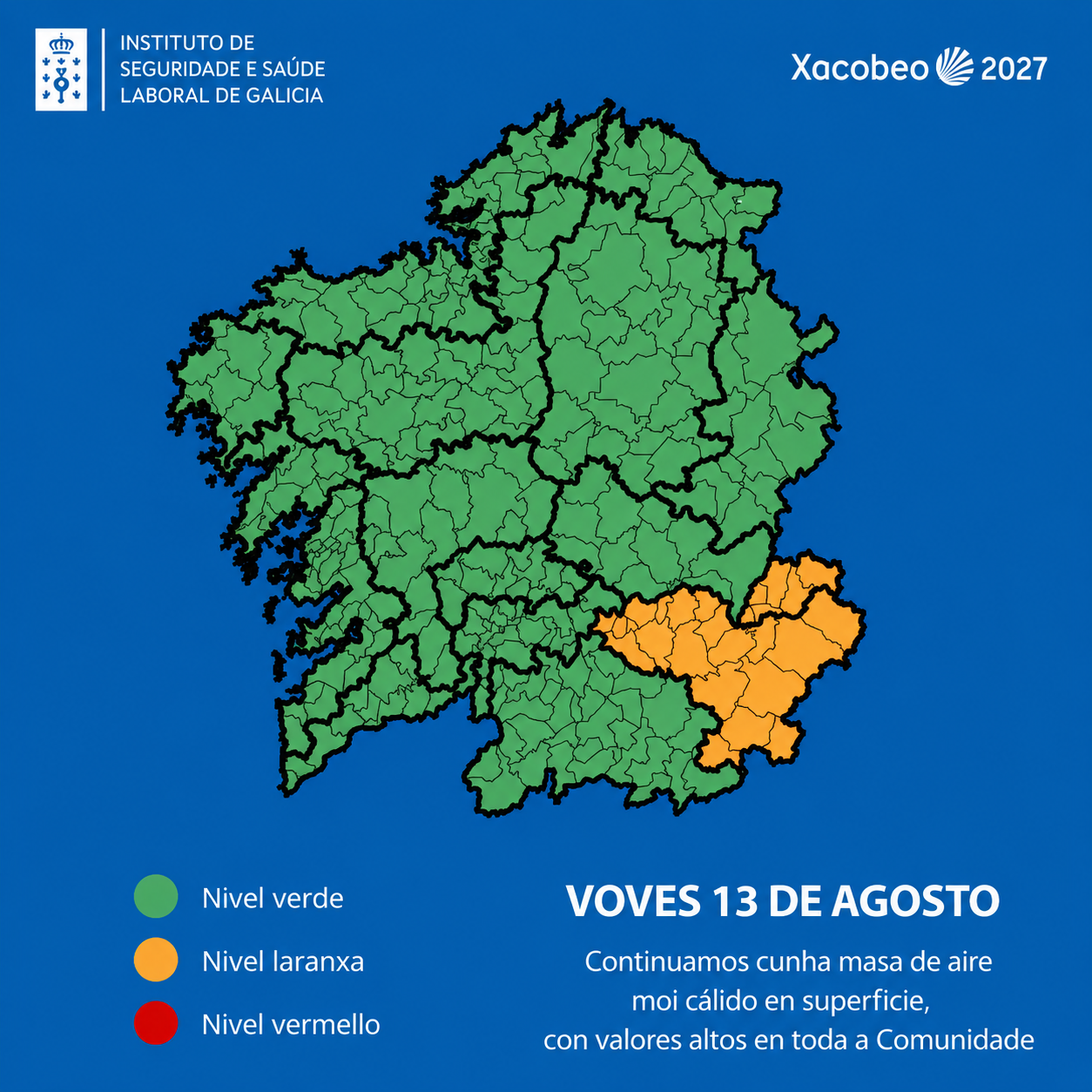 mapa de las zonas isoclimáticas afectadas por el  episodio de calor