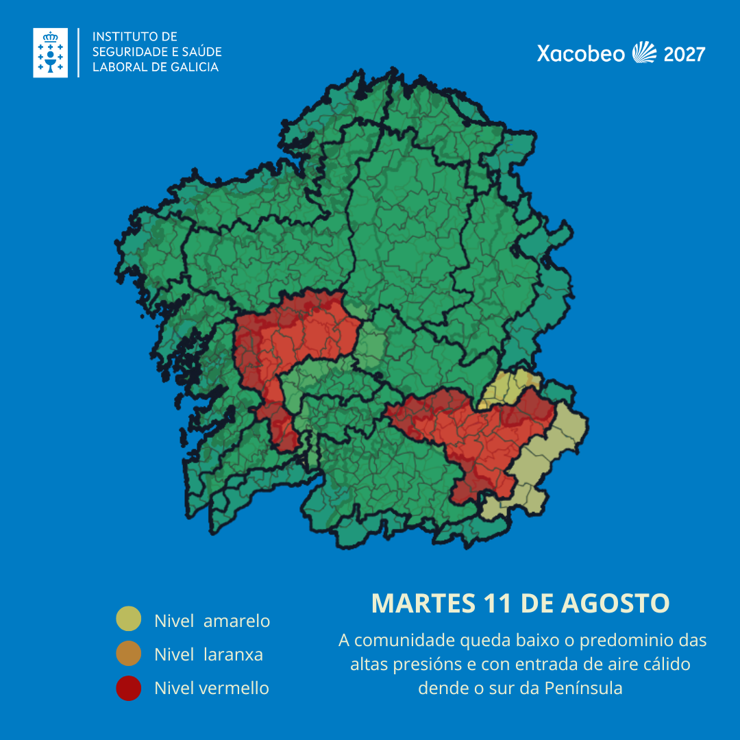 mapa de la comunidad con las zonas isoclimáticas  afectadas por episodio de calor