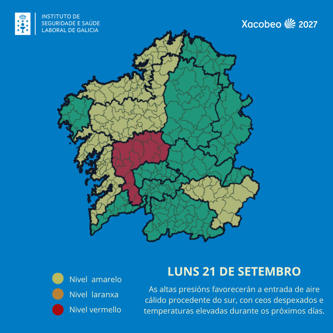mapa de la comunidad con las zonas isoclimáticas  afectadas por el  episodio de calor